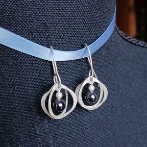 Silver and Hematite earrings, French wire